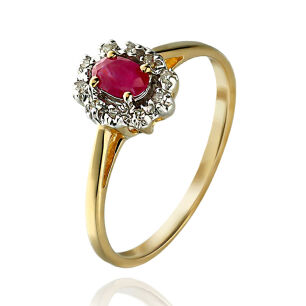Pierścionek z rubinem 0,28ct i brylantami r12