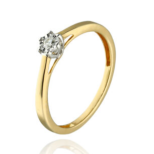 Pierścionek z brylantem 0,05ct żółte złoto r11
