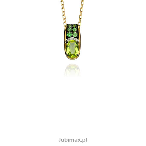 Zawieszka z peridotem 0,72ct granaty i brylanty