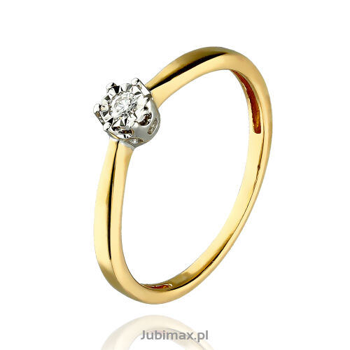 Pierścionek z brylantem 0,05ct żółte złoto r14