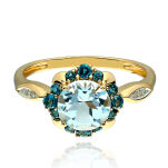 Pierścionek sky blue topaz 1,57ct i brylanty r18