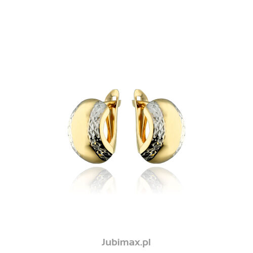 Kolczyki złote pr.375 młotkowane z białym złotem