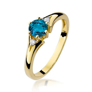 Pierścionek z london blue topazem W076 0,50ct r12