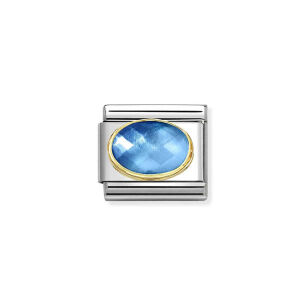 Nomination Link Gold 18K 030612-038 Gradientowany niebieski kryształ