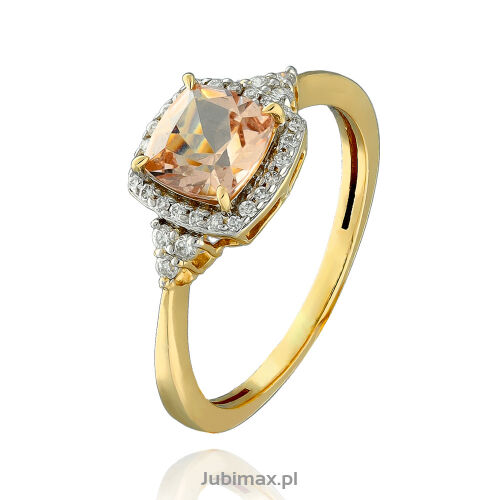 Pierścionek z morganitem 1,00ct i brylantami r16