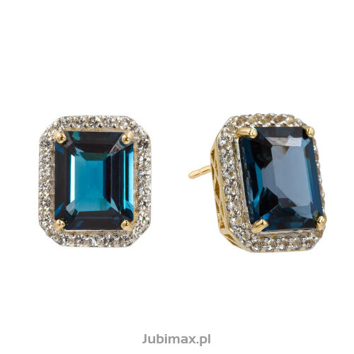 Kolczyki london blue topazy 7,30ct i white topazy