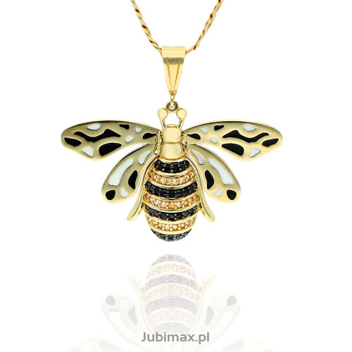 Zawieszka złota pr.585 z cyrkoniami pszczoła