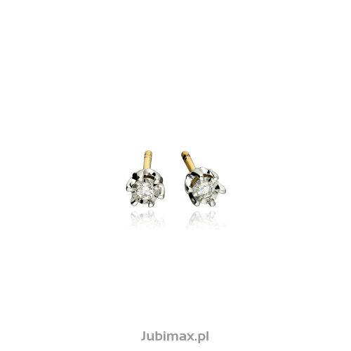 Kolczyki z brylantami 0,12ct żółte złoto sztyft