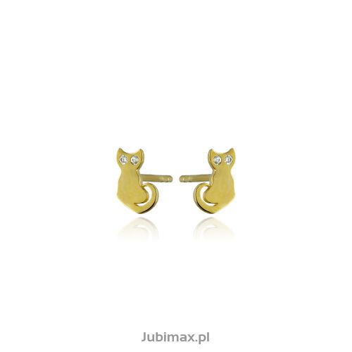 Kolczyki złote pr.333 z cyrkoniami koty