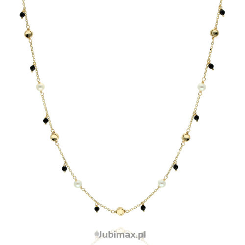 Naszyjnik złoty pr.585 Dallacqua z perłami i onyks