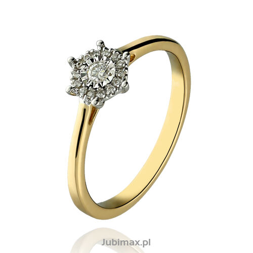 Pierścionek z brylantami 0,08ct żółte złoto r12