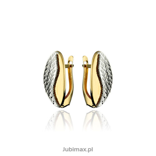 Kolczyki złote pr.375 owalne z białym złotem