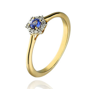 Pierścionek z tanzanitem 0,12ct i brylantami r12