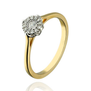 Pierścionek z brylantami 0,15ct żółte złoto r13