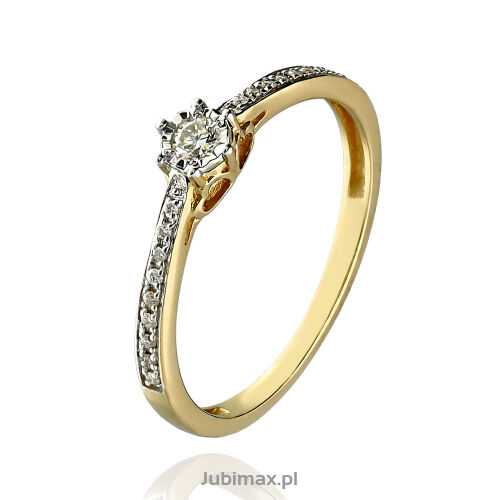 Pierścionek z brylantami 0,15ct żółte złoto r15