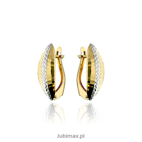 Kolczyki złote pr.375 młotkowane z białym złotem