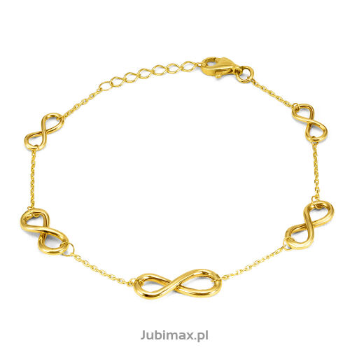 Bransoletka złota pr.585 nieskończoności 18 cm