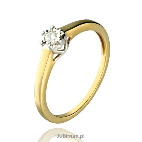 Pierścionek z brylantem 0,05ct żółte złoto r12