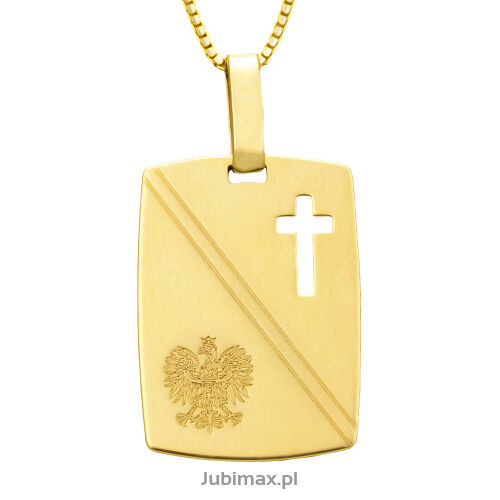 Zawieszka złota pr.585 blaszka orzeł krzyż