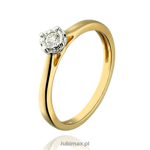 Pierścionek z brylantem 0,08ct żółte złoto r12