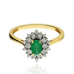 Pierścionek ze szmaragdem 0,52ct i brylantami r17