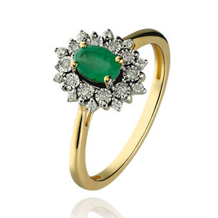 Pierścionek ze szmaragdem 0,52ct i brylantami r17