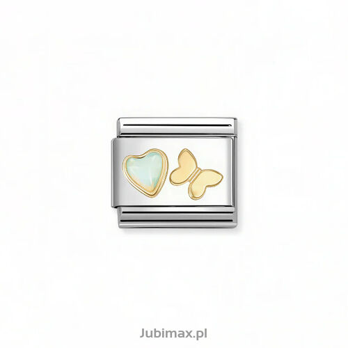 Nomination Link Gold 18K 030523-11 Serce opal biał
