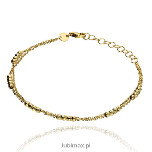 Bransoletka złota pr.585 podwójna z kulkami 19cm