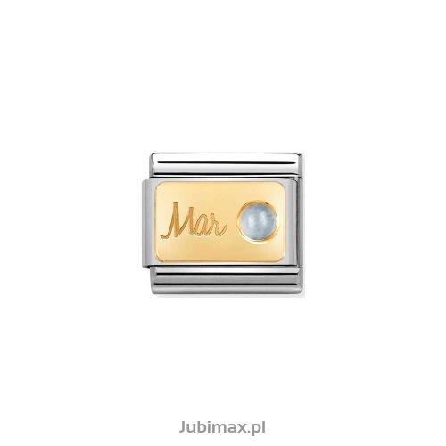 Nomination Link Gold 18K 030519-03 Marzec akwamaryn