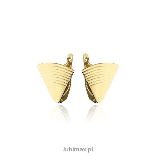 Kolczyki złote pr.375 wachlarze ryflowane