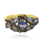 Pierścionek z london blue topaz 1,80ct i czarne brylanty r14