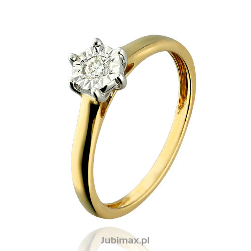 Pierścionek z brylantem 0,15ct żółte złoto r15