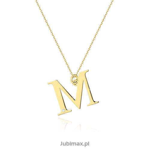 Naszyjnik z brylantem C69 0,005ct Literka M