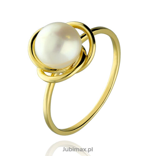Pierścionek złoty pr.585 Dallacqua z perłą r16