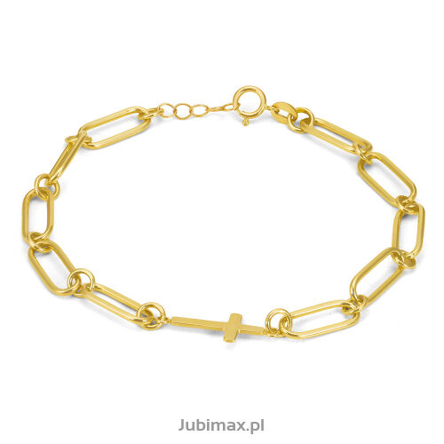 Bransoletka złota pr.585 Dallacqua łańcuch krzyż