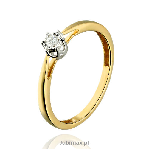 Pierścionek z brylantem 0,05ct żółte złoto r16