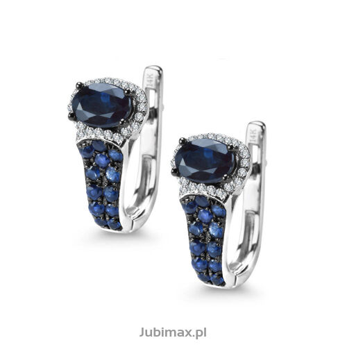 Kolczyki z szafirami 1,65ct i brylantami białe zł 