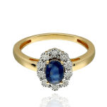 Pierścionek z szafirem 0,65ct i brylantami r14