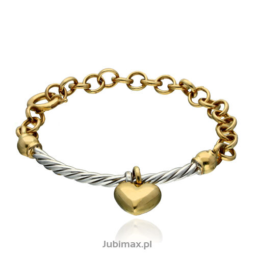 Bransoletka złota pr.585 łańcuch z sercem 19cm