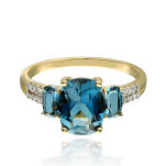 Pierścionek london blue topazy 2,78ct i brylanty r12