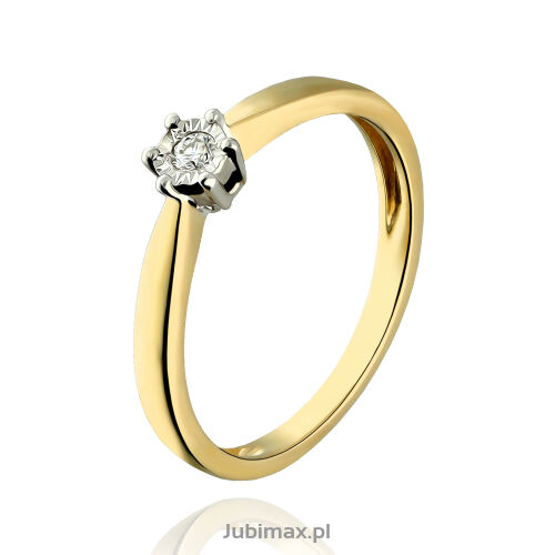 Pierścionek z brylantem 0,05ct żółte złoto r11