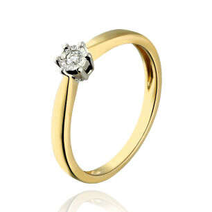 Pierścionek z brylantem 0,05ct żółte złoto r11