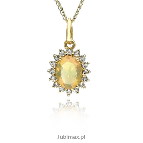 Zawieszka z opalem 0,93ct i topazami białymi