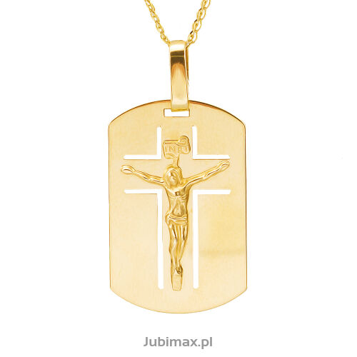 Zawieszka złota pr.585 blaszka z Jezusem