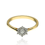 Pierścionek z brylantami 0,08ct żółte złoto r15