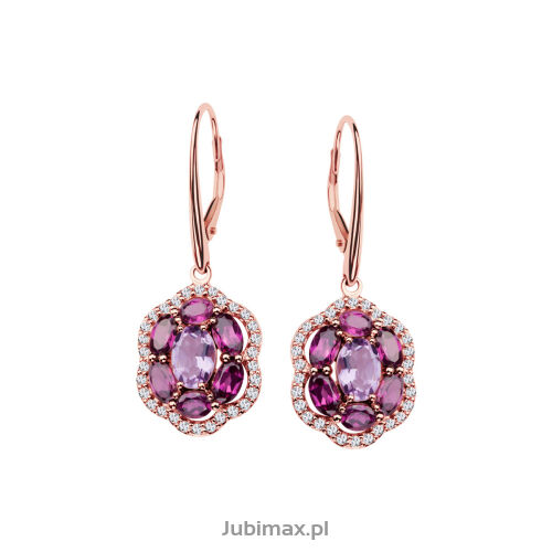 Kolczyki ametysty 1,22ct rodolity szafiry