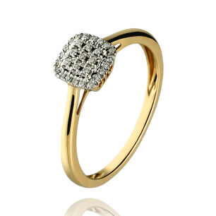 Pierścionek z brylantami 0,11ct żółte złoto r14