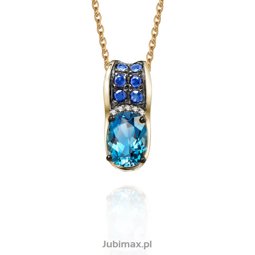 Zawieszka z london blue topazem 0,85ct i szafiry