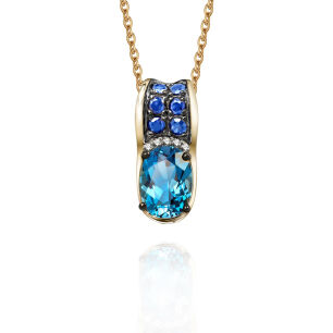 Zawieszka z london blue topazem 0,85ct i szafiry