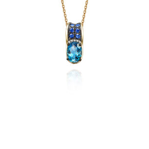 Zawieszka z london blue topazem 0,85ct i szafiry